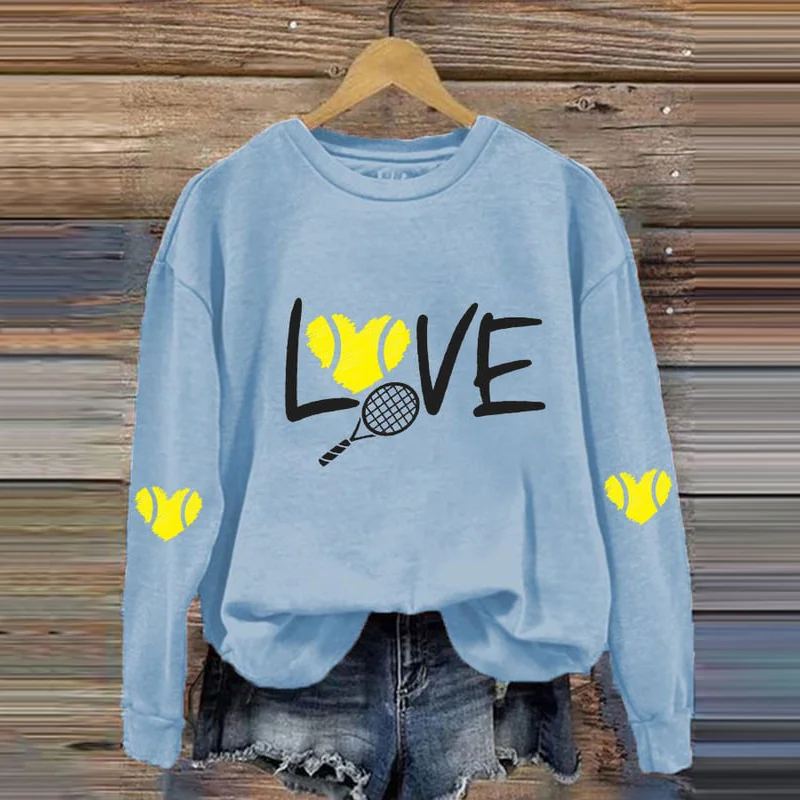 Love Tennis Round Neck Long Sleeve Sweatshirt