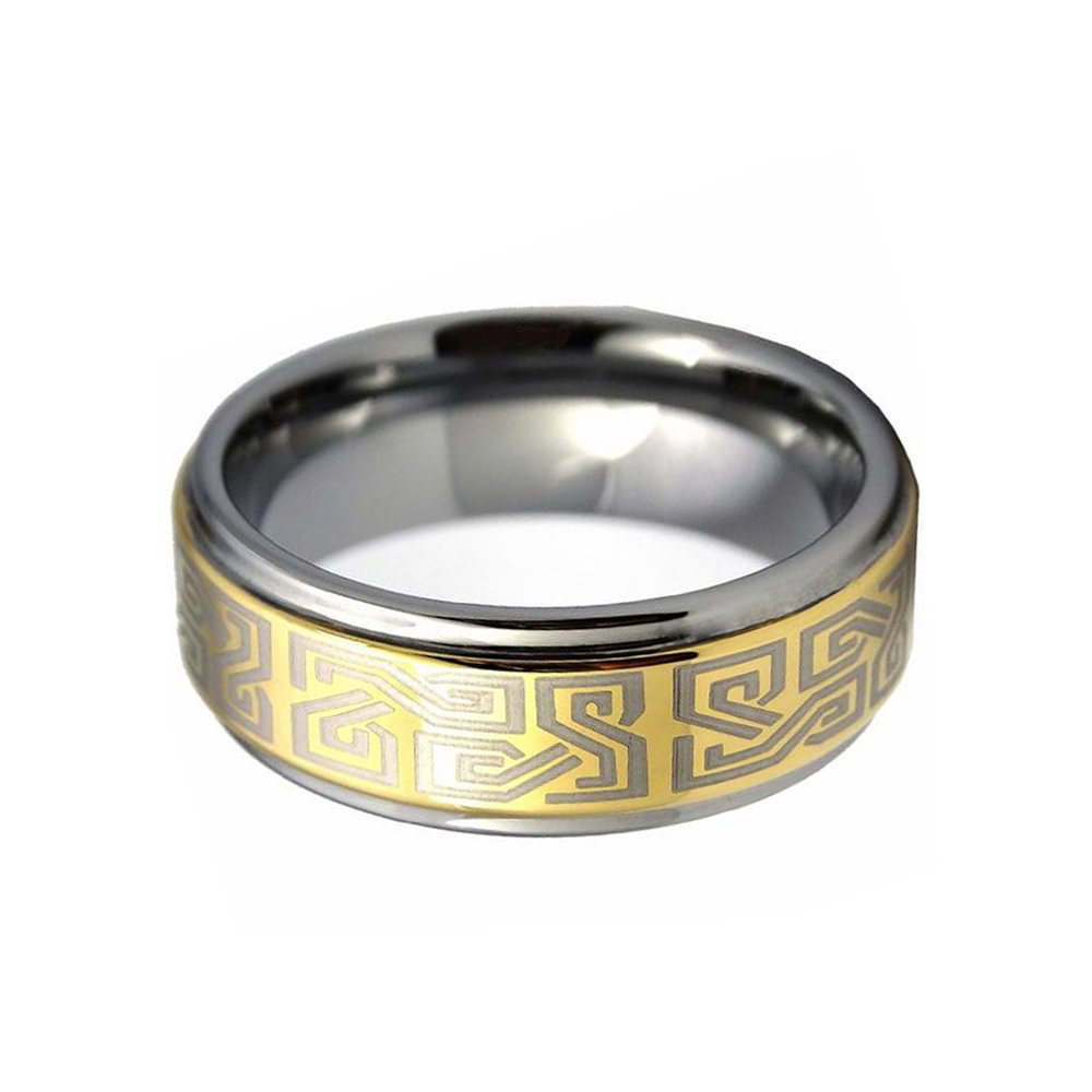 Gold Plated Tungsten Carbide Rings 8MM Celtic Knot Laser Couple Wedding Band