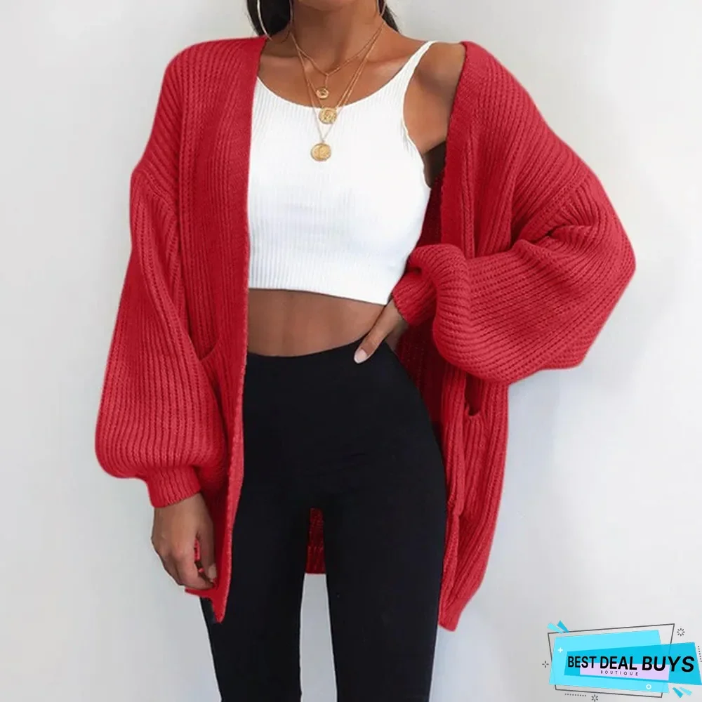 Loose-Colored Long Cardigan In European and American Sweaters