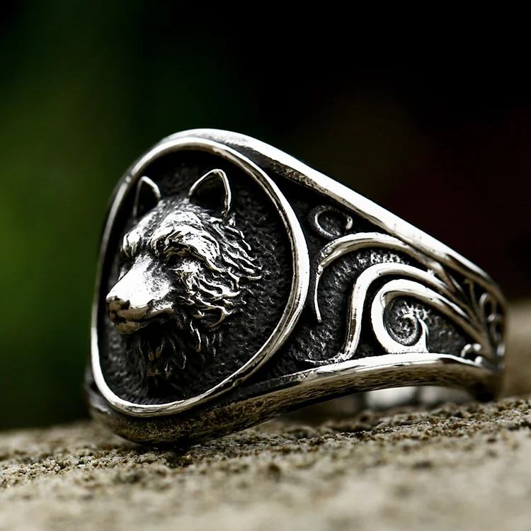 Viking Celtic Wolf Head Stainless Steel Ring