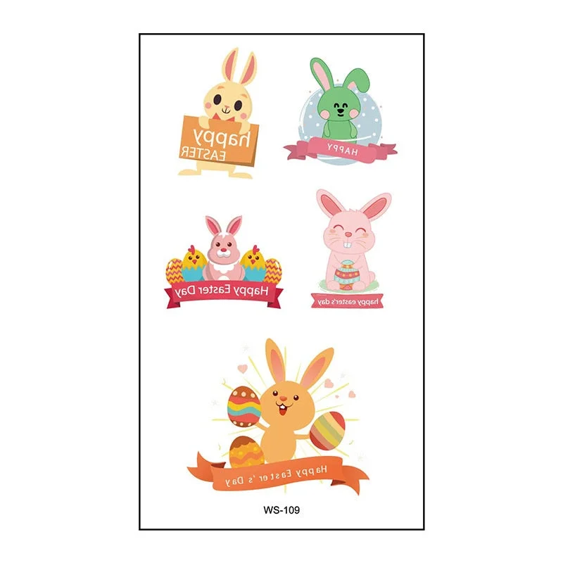 Cross-border creative cartoon waterproof sweat egg child cute rabbit egg tattoo sticker Easter tattoo sticker