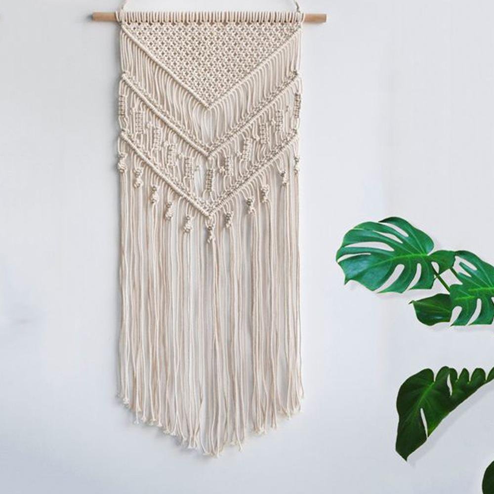 Macrame Wall Hanging Woven Boho Chic Wall Decor, Beautiful Geometric Wall Art for Apartment, Dorm Room Home Decoration
