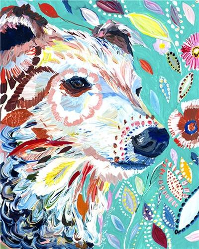 

Bear Portrait Made of Flowers – Paint By Numbers - 40*50CM, 501 Original