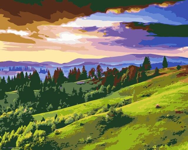 

Scenery of Green Hills – Paint By Numbers - 40*50CM, 501 Original