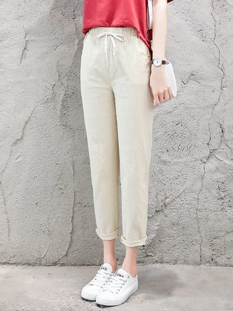 Women's Casual Ewaist Pocket Loose Pants