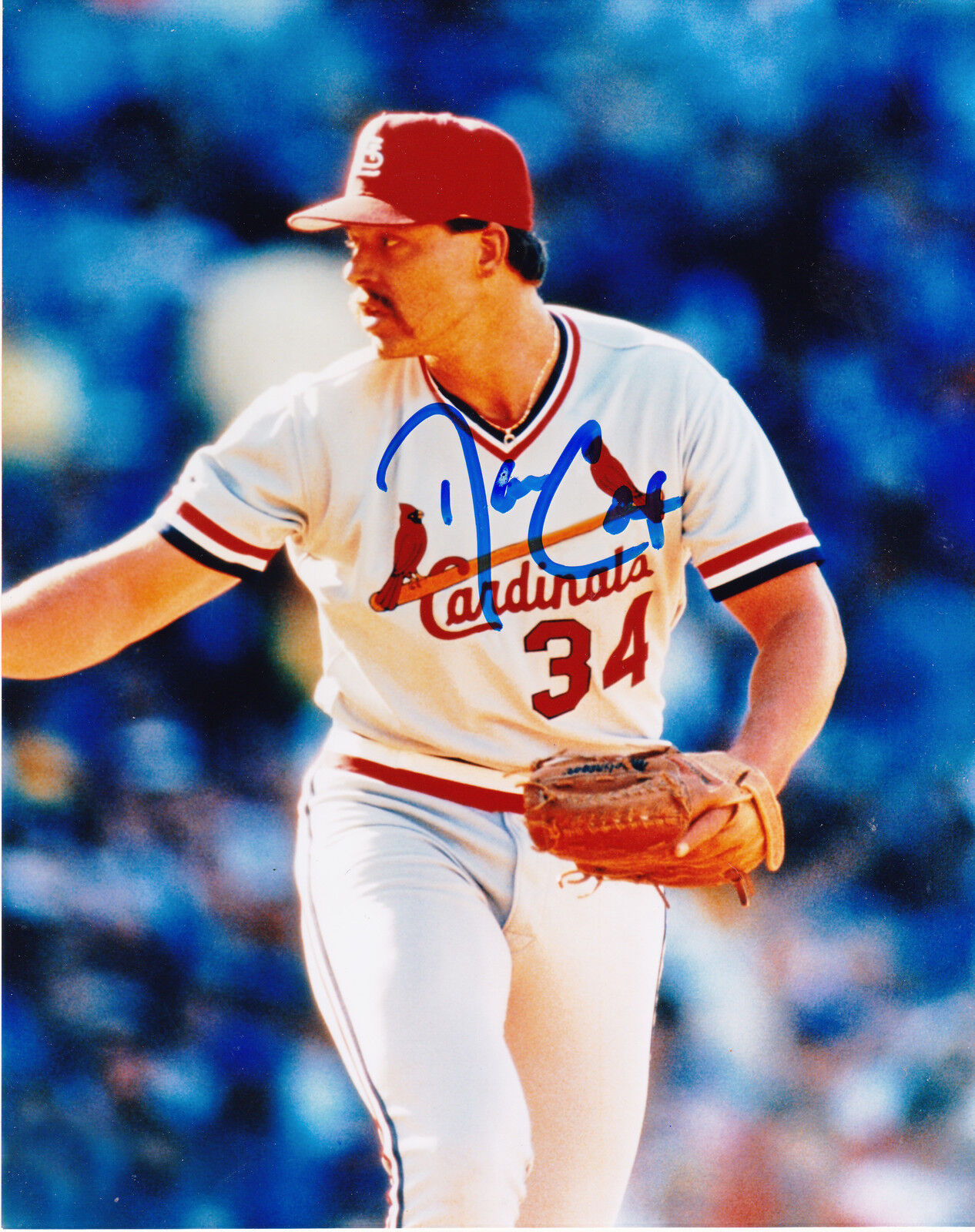 DANNY COX ST. LOUIS CARDINALS ACTION SIGNED 8X10