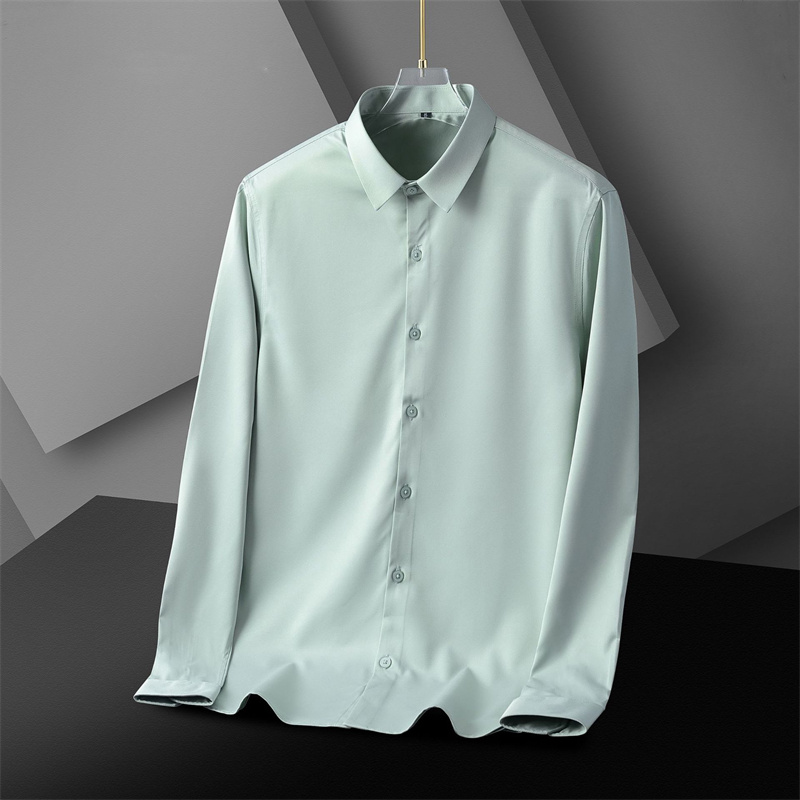 Raptureculture fashion clothes men New Spring Summer Men's Shirt Non-Ironing Anti-Wrinkle Business Casual Solid Color Elastic Smooth Long-Sleeve Social Work Shirt