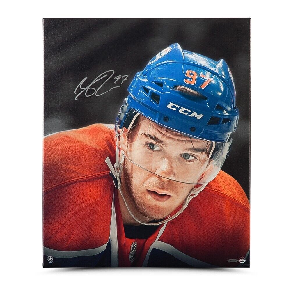 Connor McDavid Autographed 20X24 Canvas Photo Poster painting Up Close & Personal Oilers UDA