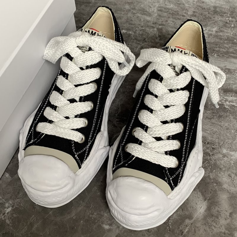 Canvas Shoes Black Lace-up Board Shoes Thick Soles Casual-PABIUYOU- Women's Fashion Leader