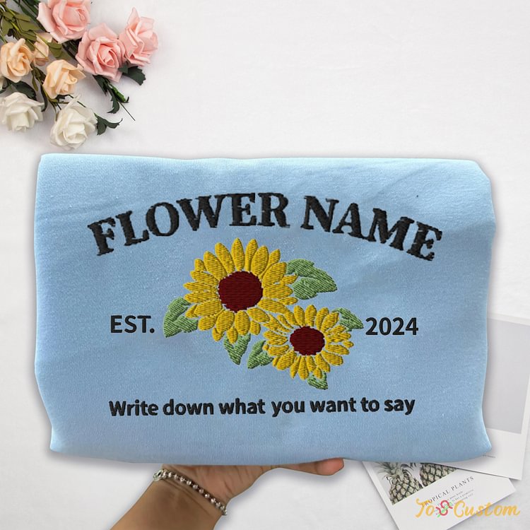 TOSCUSTOM™ Custom Personalized Embroidered Floral Hoodie with Name and Country