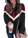 Urban Contrast Color Lapel Long Sleeves Zipper Faux Fur Coat