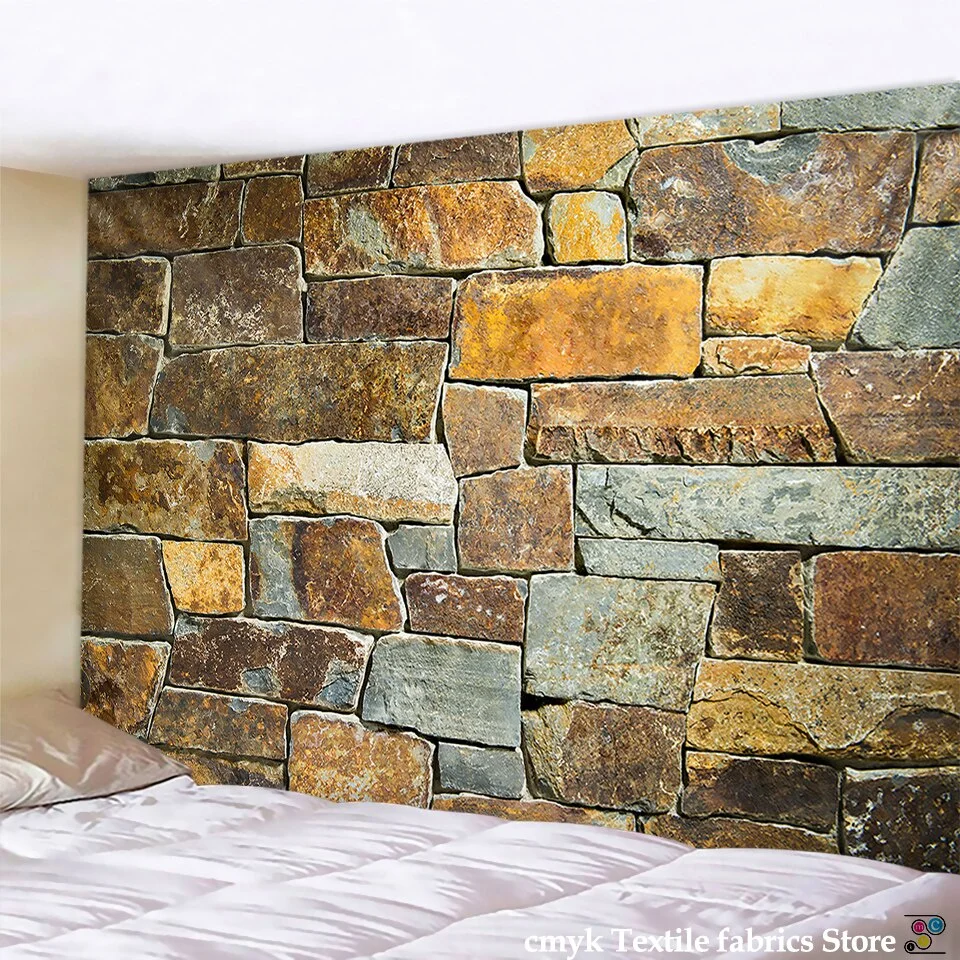 3D Colored Stone Brick Retro Tapestry Wall Hanging Bohemia Art Print Tapestry Room Home Decoration