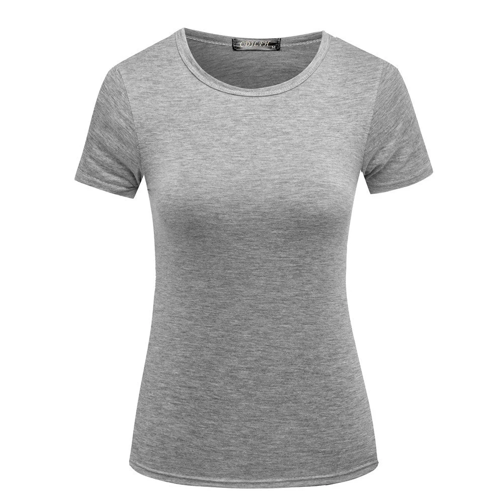 Uveng Women's Solid Color Pullover T-shirt Short Sleeve Wear