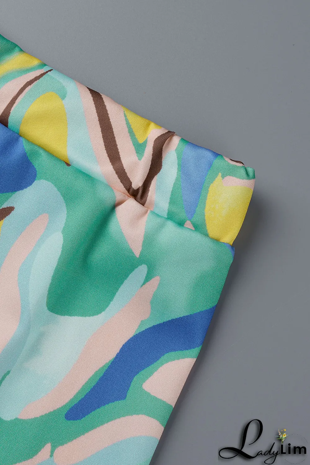 Yellow Casual Print Patchwork Turndown Collar Long Sleeve Two Pieces