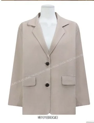 New suits Female Vintage Autumn Office Ladies Notched Collar black Women Blazer Breasted Jacket Casual Pockets Female Suits Coat