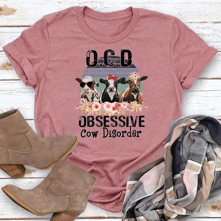 Obsessive Cow Disorder Round Neck T-shirt