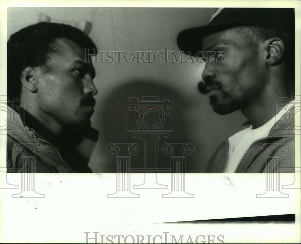 Press Photo Poster painting Boxers Kevin Pompey and Santos Cardona face off in New York