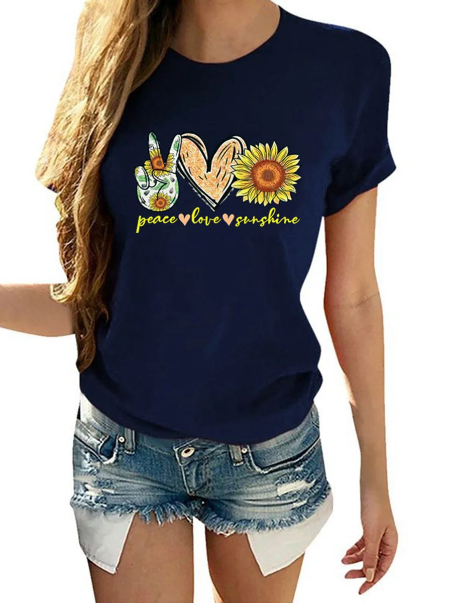 Round Neck Short Sleeves Printed T-shirt