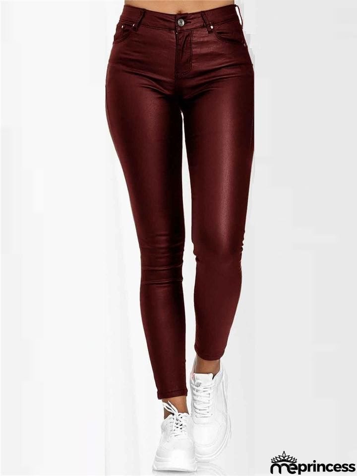 Sexy Slim Fit High Rise Button Closure Pants for Women