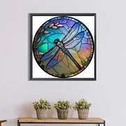 5D DIY Full Round Drill Diamond Painting - Stained Glass Dragonfly