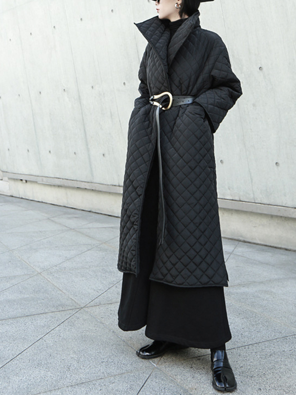 Lapel High Neck Side Split Coat