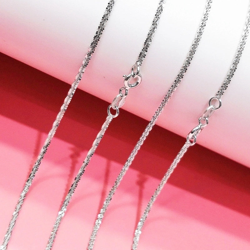 925 Sterling Silver Plating Chain Solid Color Flower