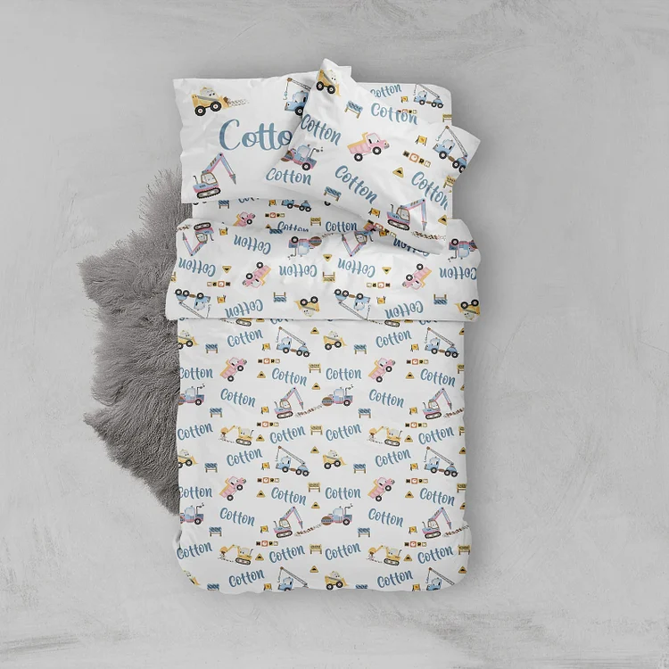 BlanketCute-Personalized Lovely Bedroom Tractor Bedding Set with Your Kid's Name | 03