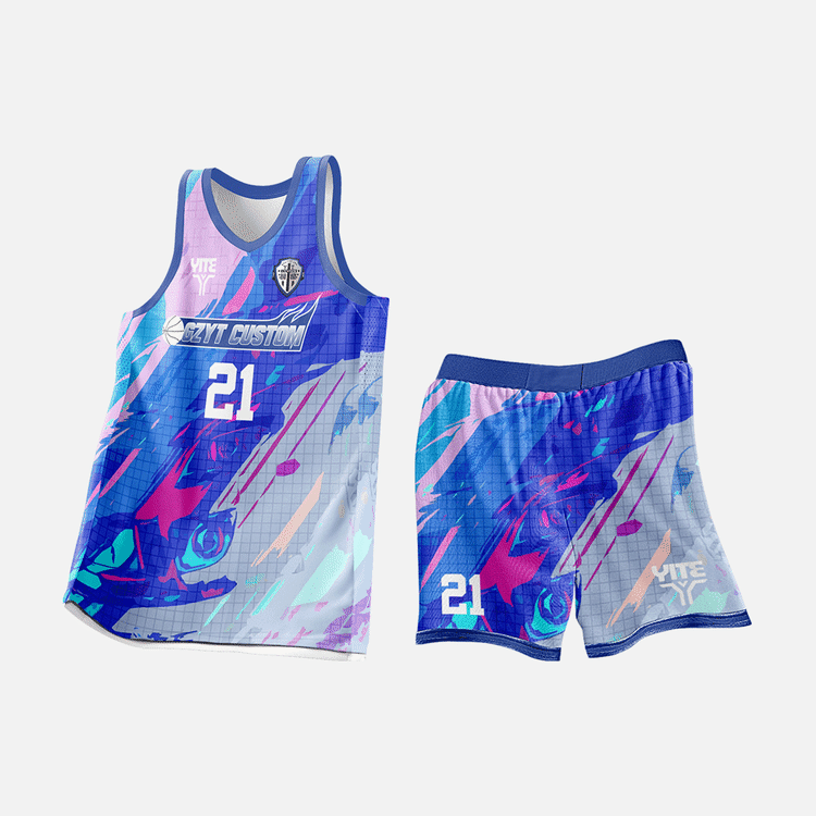 YITE | XL25-013- Gray And Blue Basketball Uniforms