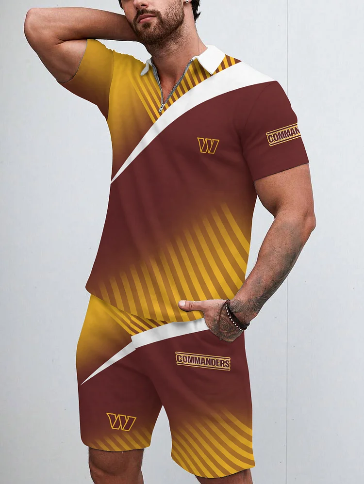 Washington Commanders Limited Edition ZIP Polo Shirt And Shorts Two-Piece Suits