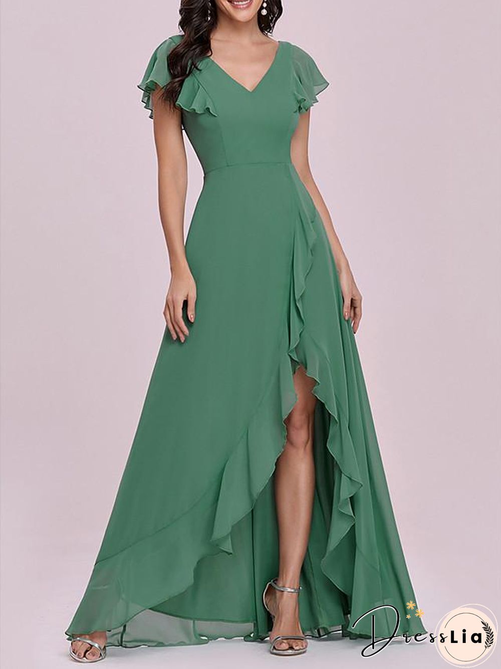 Women's A Line Dress Maxi long Dress Short Sleeve Solid Color Spring Summer Elegant Vintage Green S M L XL XXL 3XL 4XL