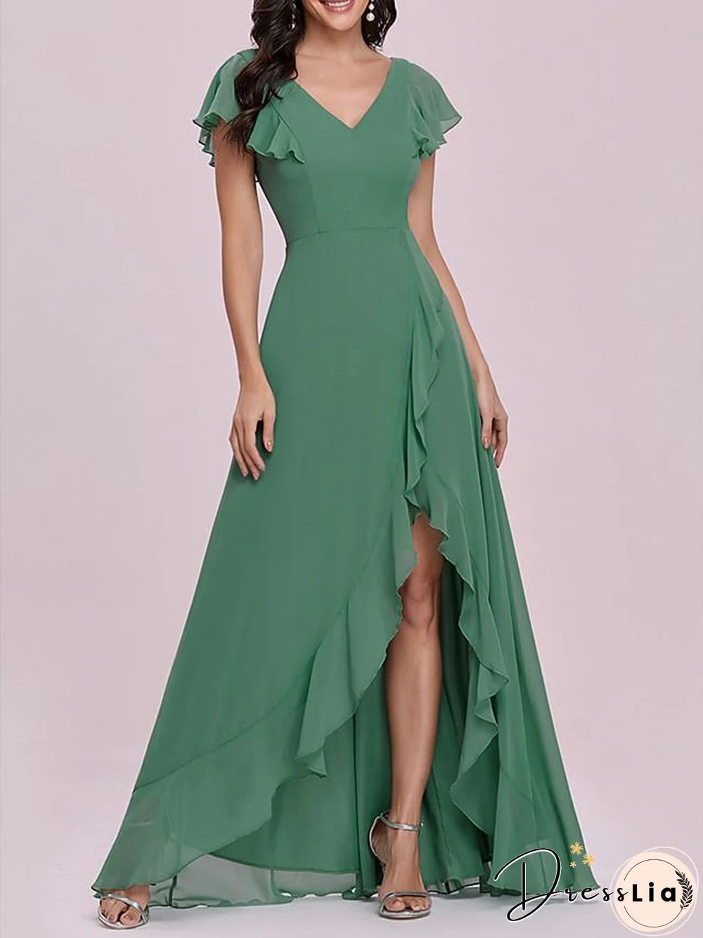 Women's A Line Dress Maxi long Dress Short Sleeve Solid Color Spring Summer Elegant Vintage Green S M L XL XXL 3XL 4XL