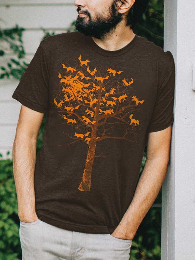 Tree of Fox Printed Men's T-Shirt in  mildstyles