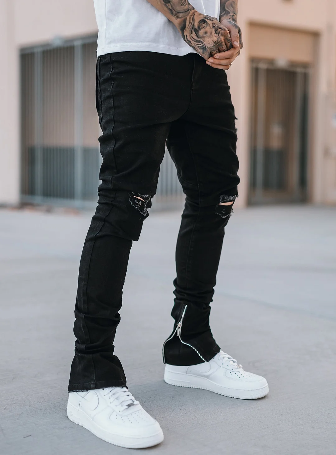 Stacked Track Jeans V2 in Jet Black