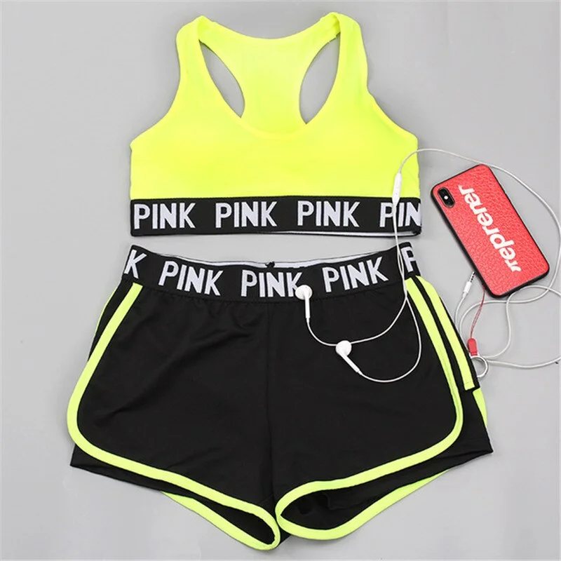 women tracksuit for summer spring outfit pink print tank tops female two piece set sports matching sets 2020 drop shipping