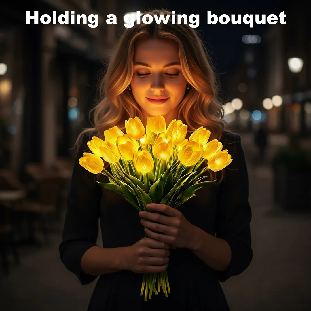 15Pcs Radiant Romantic Tulip Light LED Adjustable Tulip Night Light Warm Light Luminous Bouquet Ornament Gift for Anniversary/Wedding/Birthday