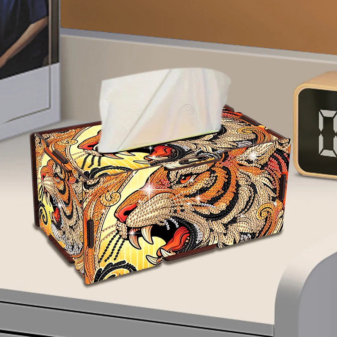 Wooden Diamond Painting Tissue Box for Home and Office Decoration (ZJH025)