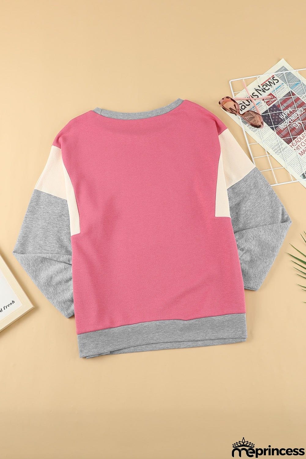 Women's Rose Colorblock Pullover Sweatshirt