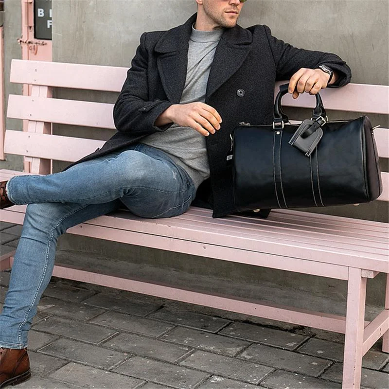 Genuine Leather Comfortable Grab Clean Silhouette Spacious Interior Carryall Bag for Traveling