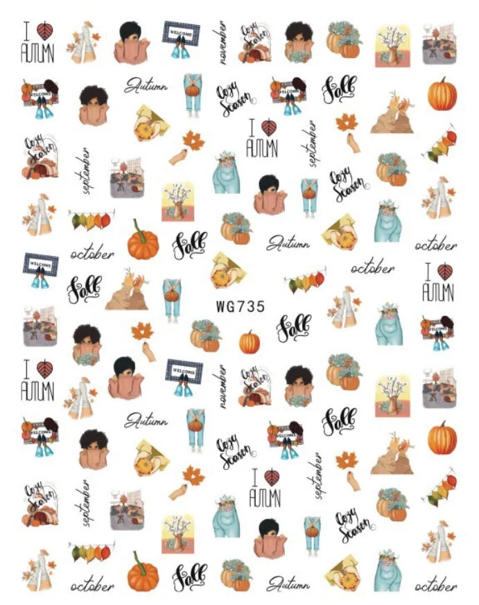 1PC Fall Leaf Flowers Line 3D Nail Sticker Mape Leaves Waves Pattern Decals Slider DIY Nail Art Decoration Wraps For Manicures-Nail Inspo