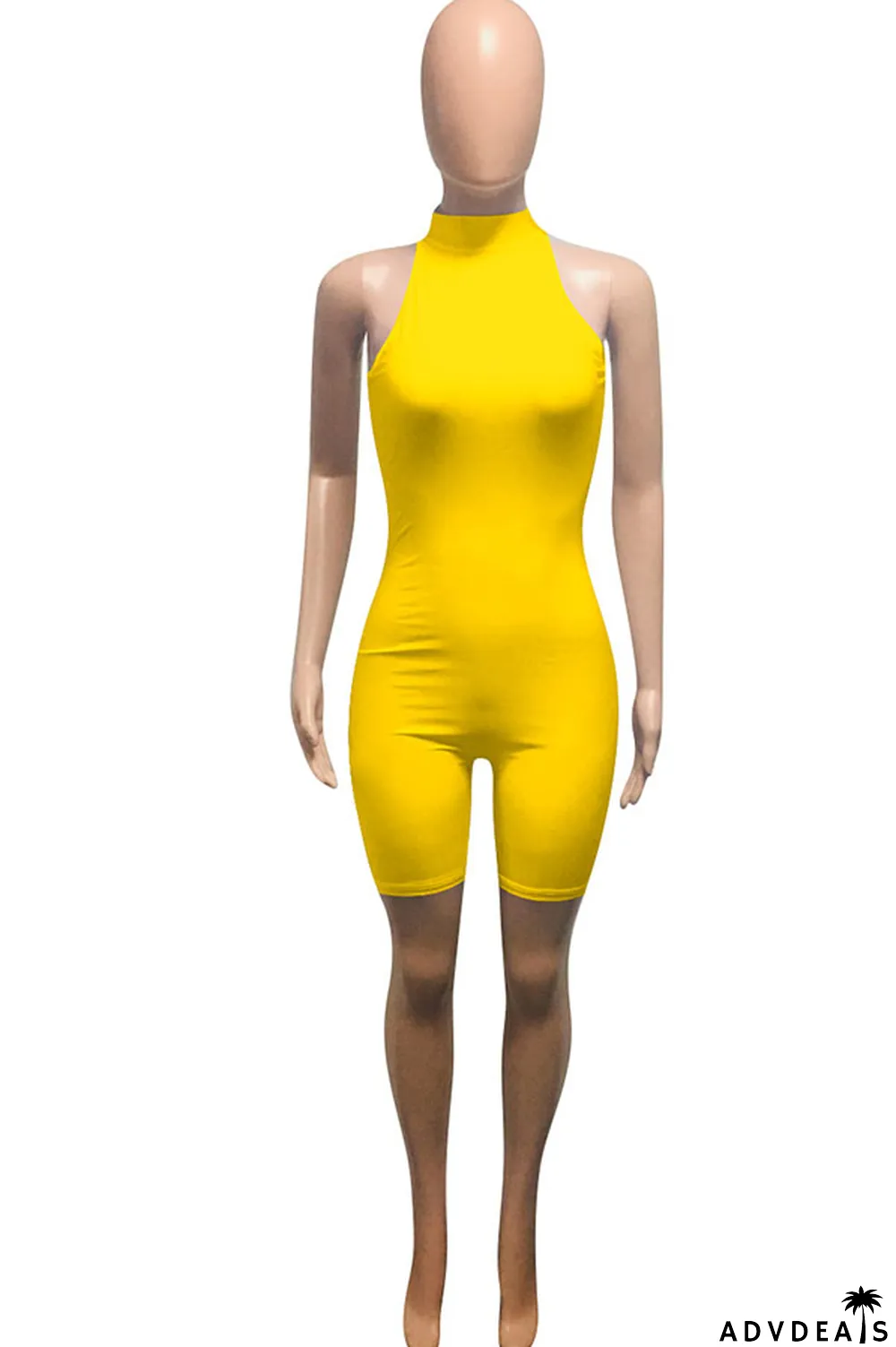 Grey Fashion street Solid Milk. Sleeveless O Neck Jumpsuits