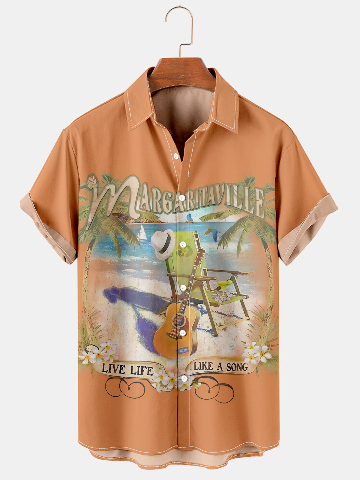 Men's Tiki Style Parrot Head Party Short Sleeve Shirt PLUSCLOTHESMAN