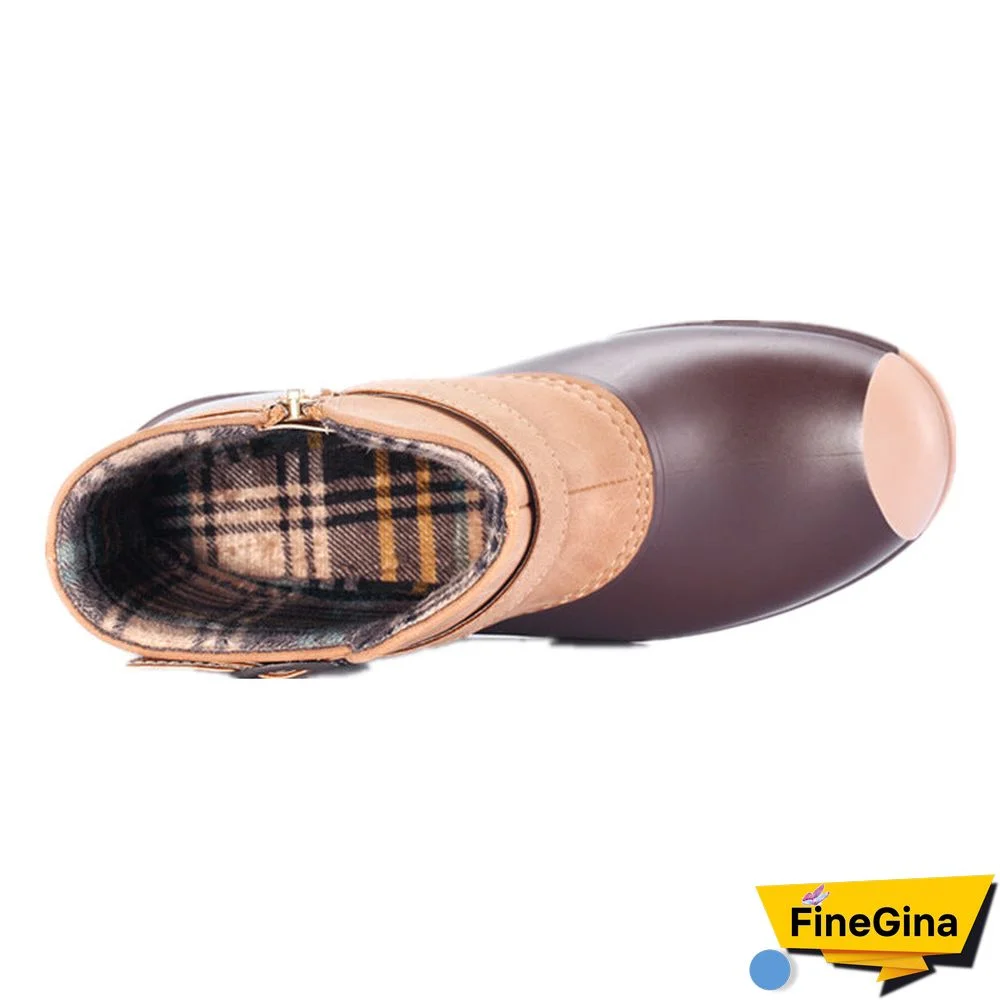 Short cylinder Autumn and Winter Plush rain Boots Shoes