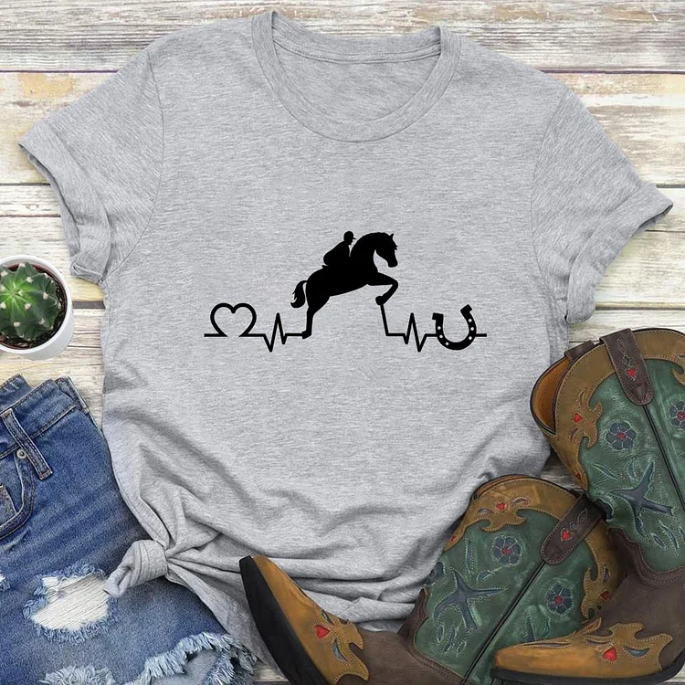 Heartbeat Horse Round Neck T-shirt