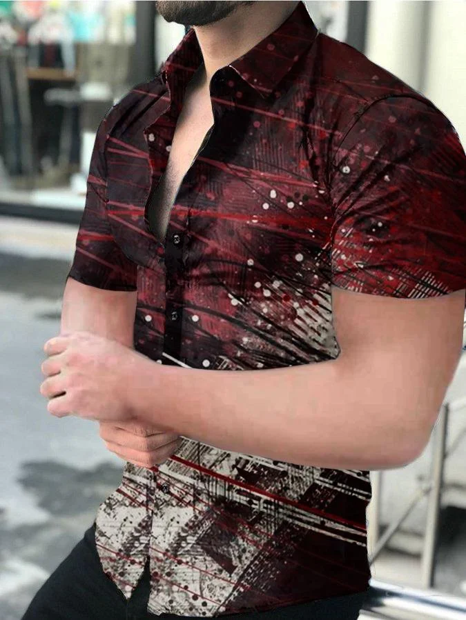 Men's Casual Printed Short-Sleeved Shirt22
