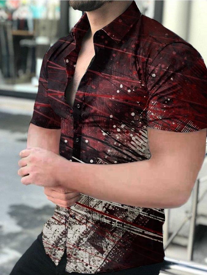 Men's Casual Printed Short-Sleeved Shirt22