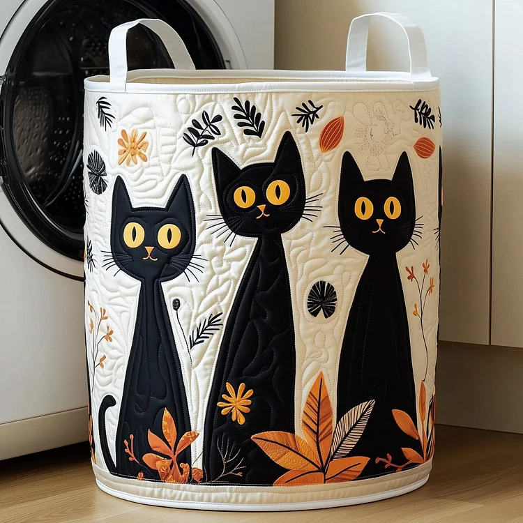 Whimsical Cat Quilted Laundry Basket GFTONT3072