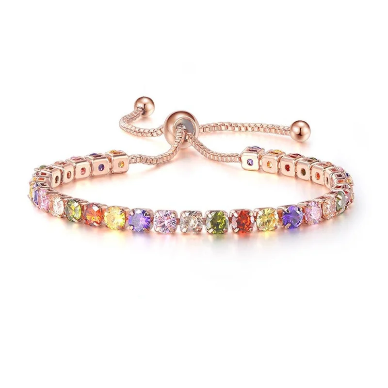 Vibrant Multicolor Zircon Bejeweled Tennis Bracelets