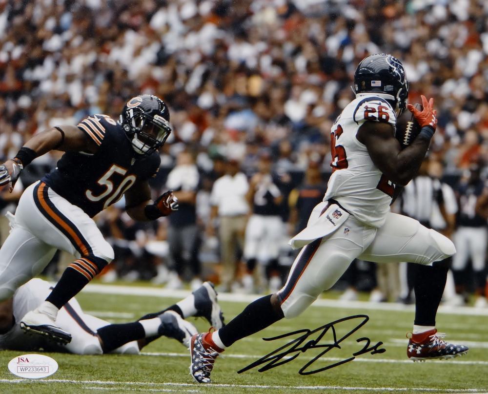 Lamar Miller Autographed *Black Houston Texans 8x10 Running Photo Poster painting- JSA W Auth