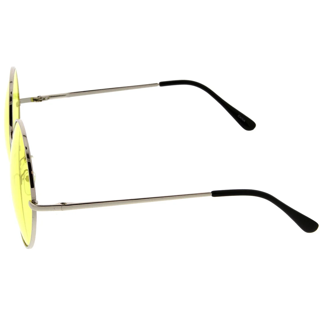 Super Oversize Slim Temple Colorful Lens Round glasses 61mm