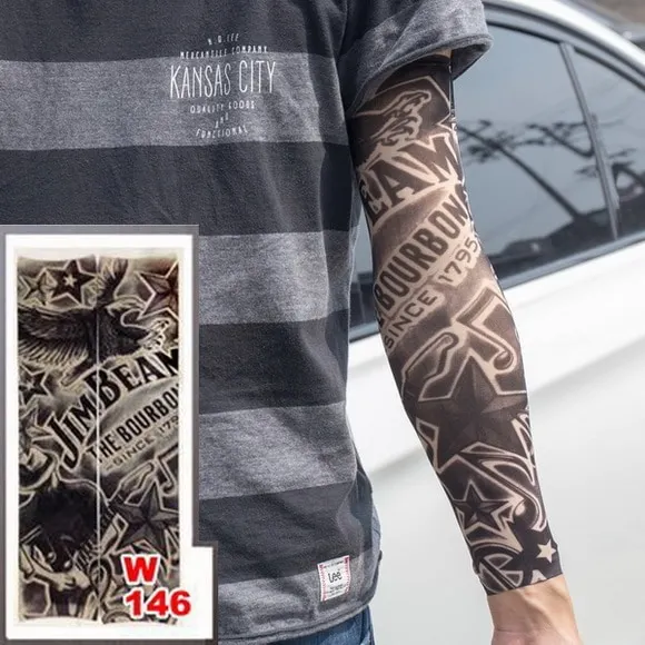 Sdrawing Temporary Tattoo Sleeve Tattoos Full Long Arm Tattoo Sleeve Men Elastic Nylon Tattoos skull dragon snake tiger tatoo sleeve